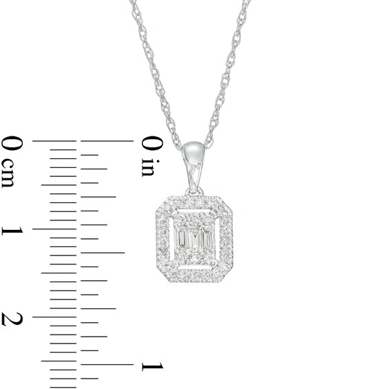 1/4 CT. T.w. Emerald-Shaped Multi-Diamond Frame Pendant in 10K White Gold