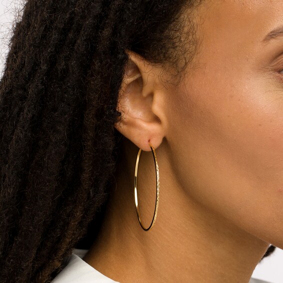 50.0mm Diamond-Cut Continuous Tube Hoop Earrings in 10K Gold