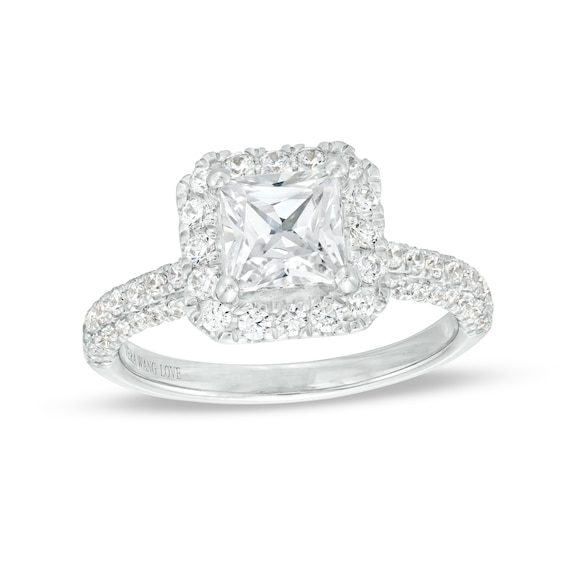 Vera Wang Love Collection 2 CT. T.w. Certified Princess-Cut Diamond Frame Engagement Ring in 14K White Gold (I/Si2)