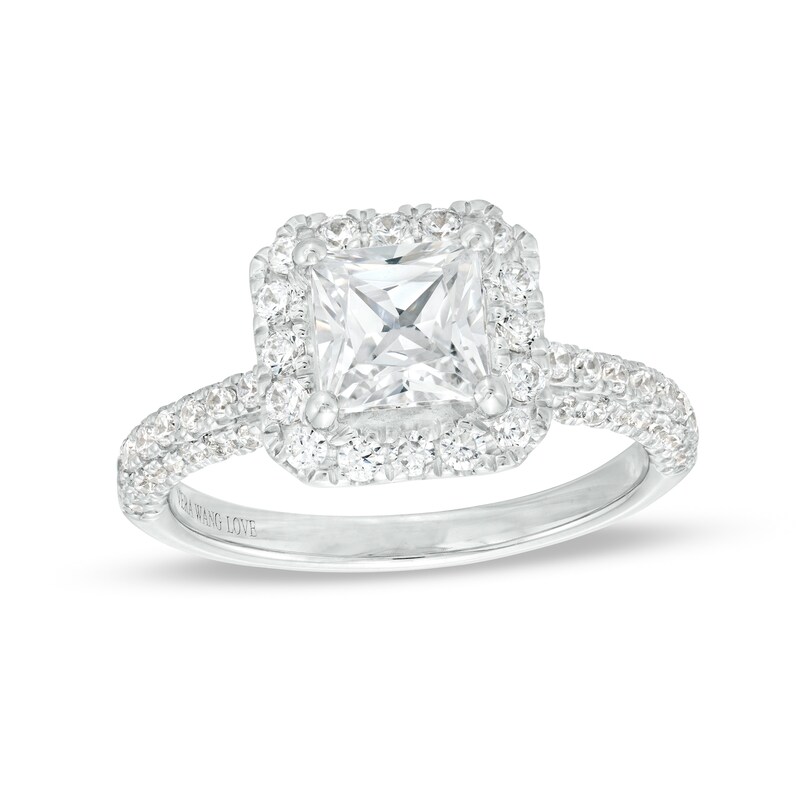 Main Image 1 of Vera Wang Love Collection 2 CT. T.W. Certified Princess-Cut Diamond Frame Engagement Ring in 14K White Gold (I/SI2)