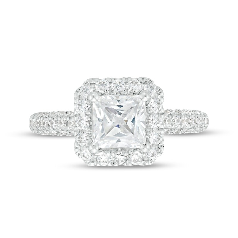 Main Image 4 of Vera Wang Love Collection 2 CT. T.W. Certified Princess-Cut Diamond Frame Engagement Ring in 14K White Gold (I/SI2)