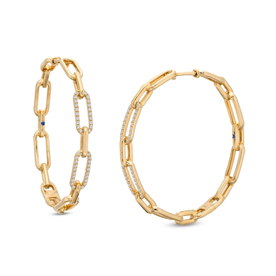 The Kindred Links from Vera Wang Love Collection 1/4 CT. T.w. Diamond Paper Clip Link Hoop Earrings in 10K Gold