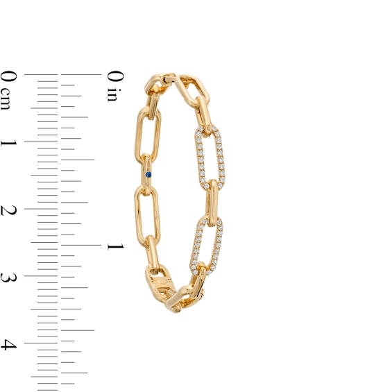 The Kindred Links from Vera Wang Love Collection 1/4 CT. T.w. Diamond Paper Clip Link Hoop Earrings in 10K Gold