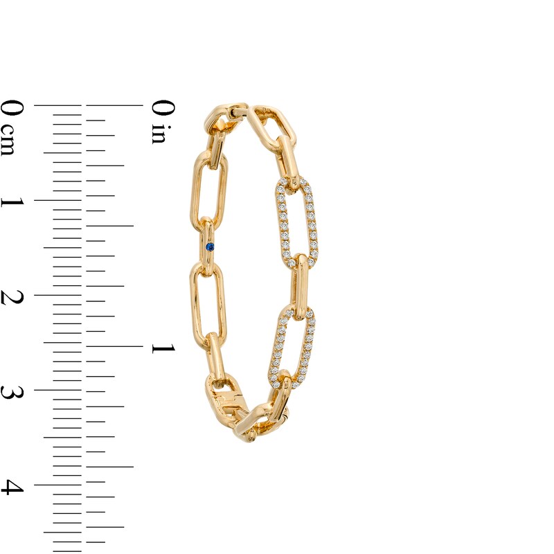 Main Image 3 of The Kindred Links from Vera Wang Love Collection 1/4 CT. T.W. Diamond Paper Clip Link Hoop Earrings in 10K Gold