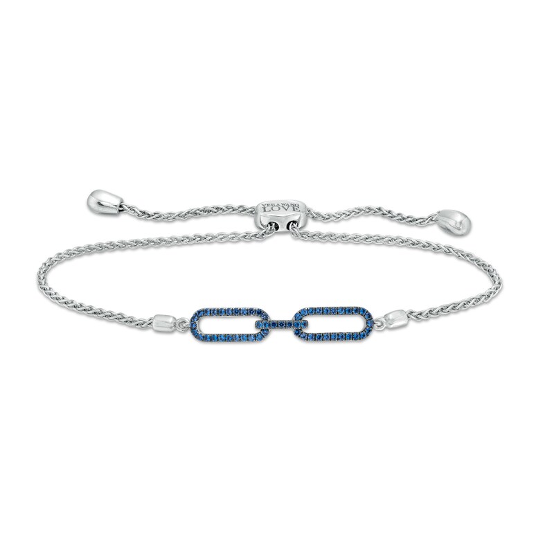 Main Image 1 of The Kindred Links from Vera Wang Love Collection Blue Sapphire Bolo Bracelet in Sterling Silver – 8.5"