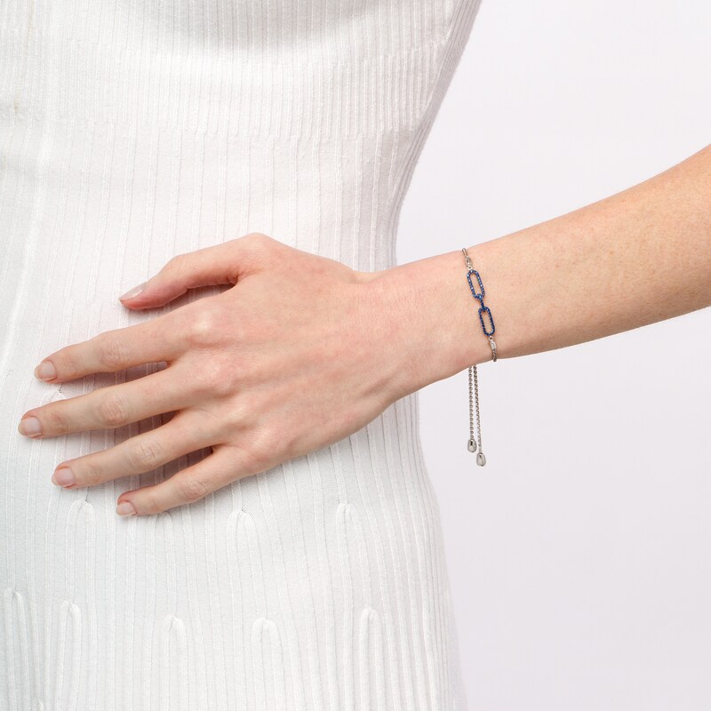 Main Image 2 of The Kindred Links from Vera Wang Love Collection Blue Sapphire Bolo Bracelet in Sterling Silver – 8.5"