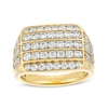 Thumbnail Image 0 of Men's 2 CT. T.W. Certified Lab-Created Diamond Multi-Row Rectangle-Top Rounded Edge Ring in 14K Gold