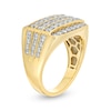 Thumbnail Image 1 of Men's 2 CT. T.W. Certified Lab-Created Diamond Multi-Row Rectangle-Top Rounded Edge Ring in 14K Gold