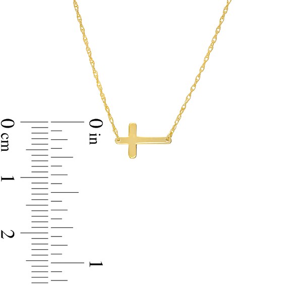 Sideways Cross Necklace in 14K Gold