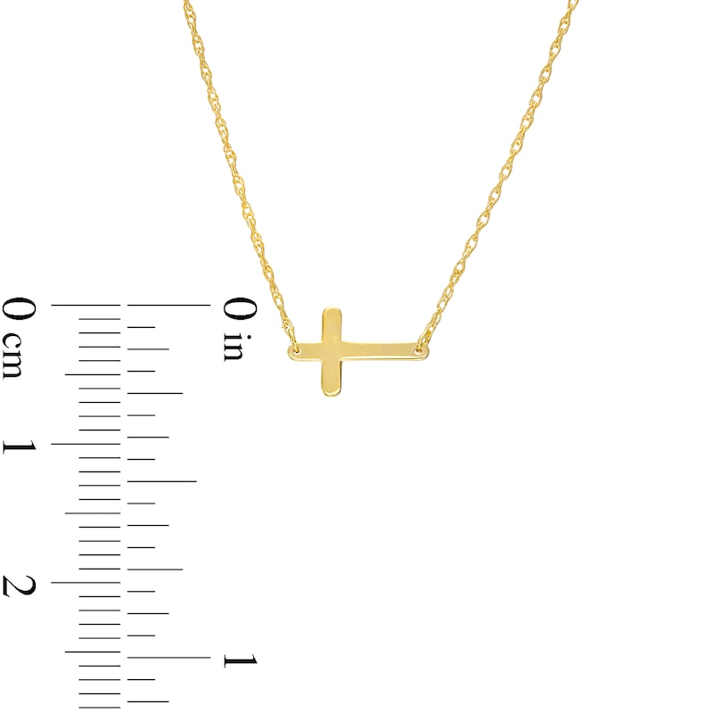 Main Image 2 of Sideways Cross Necklace in 14K Gold