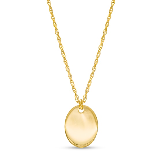 Engravable Oval Necklace in 14K Gold
