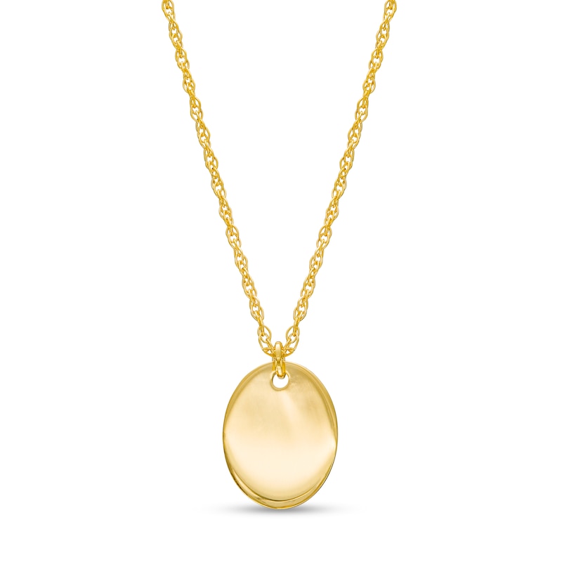 Main Image 1 of Engravable Oval Necklace in 14K Gold