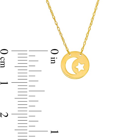 Star and Moon Cutout Necklace in 14K Gold