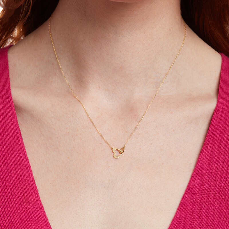Main Image 2 of Small and Large Interlocking Hearts Necklace in 14K Gold