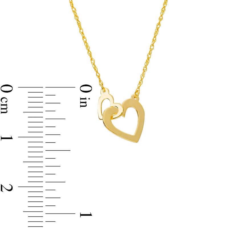 Main Image 4 of Small and Large Interlocking Hearts Necklace in 14K Gold