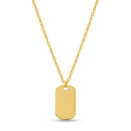 Engravable Dog Tag Pendant in 14K Gold