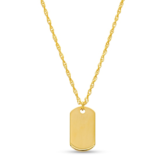 Engravable Dog Tag Pendant in 14K Gold