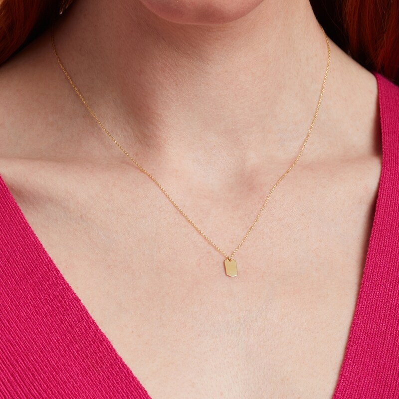 Gold Mini Dog Tag Necklace, A Feminine and Cool Favorite