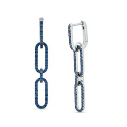 The Kindred Links from Vera Wang Love Collection Blue Sapphire Paperclip Link Drop Earrings in Sterling Silver