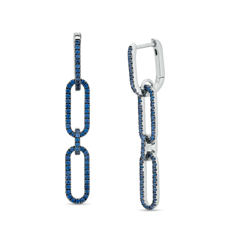 The Kindred Links from Vera Wang Love Collection Blue Sapphire Paper Clip Link Drop Earrings in Sterling Silver