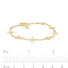 Thumbnail Image 3 of 1/8 CT. T.W. Diamond Sideways Gothic-Style Cross Station Bracelet in 10K Gold – 7.25"