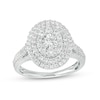 Thumbnail Image 1 of 1 CT. T.W. Oval Multi-Diamond Double Frame Triple Row Ring in 10K White Gold