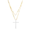 Thumbnail Image 1 of 1/5 CT. T.W. Diamond Cross Double Strand Layered Necklace in 10K Gold