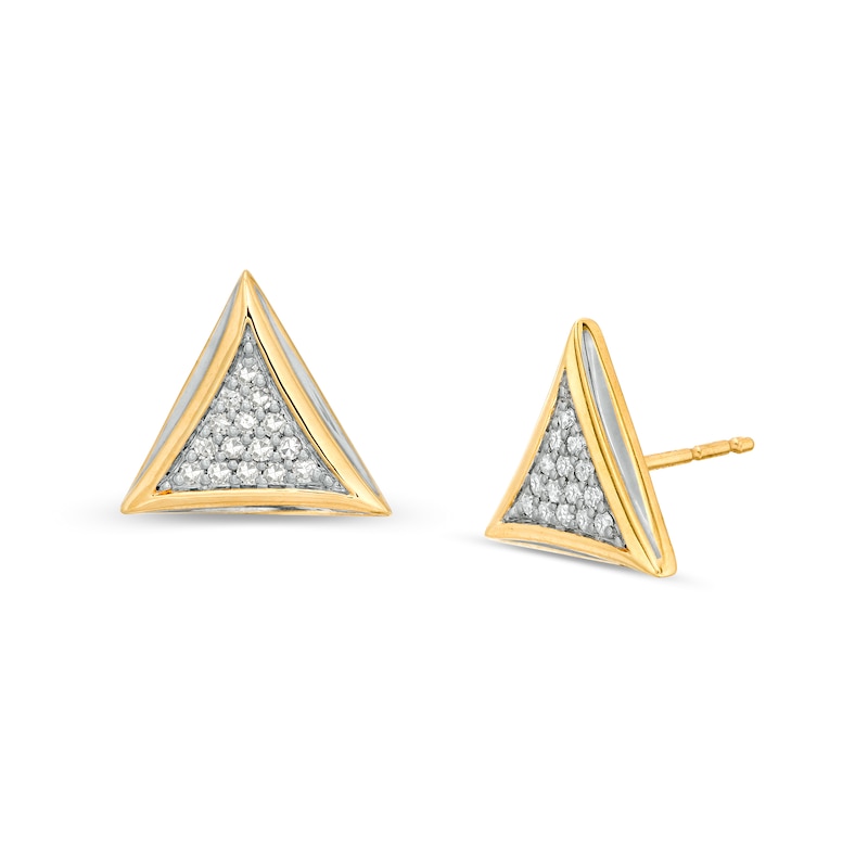 Main Image 1 of Men's 1/5 CT. T.W. Diamond Pavé Triangular Stud Earrings in 10K Gold