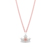 Thumbnail Image 1 of Enchanted Disney Aurora Pink Tourmaline and 1/15 CT. T.W. Diamond Crown Necklace in Sterling Silver and 10K Rose Gold