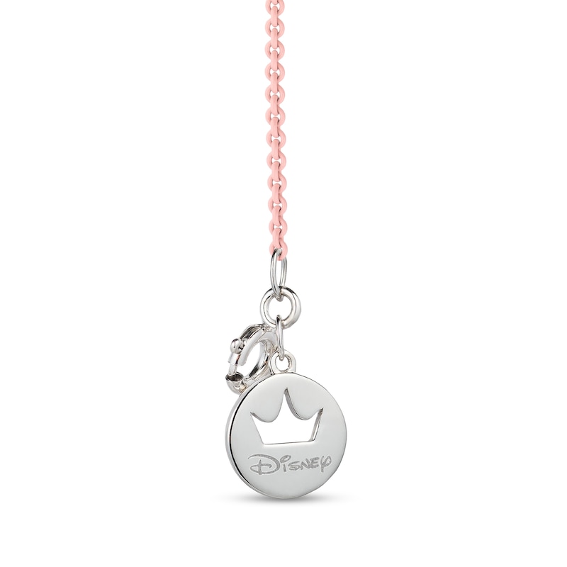 Main Image 2 of Enchanted Disney Aurora Pink Tourmaline and 1/15 CT. T.W. Diamond Crown Necklace in Sterling Silver and 10K Rose Gold