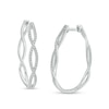 Thumbnail Image 1 of 1/2 CT. T.W. Diamond Twist Oval Hoop Earrings in Sterling Silver