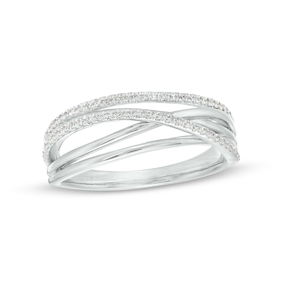 1/5 CT. T.w. Diamond Multi-Row Crossover Ring in Sterling Silver