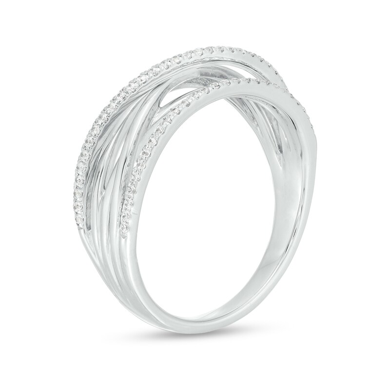 Main Image 3 of 1/5 CT. T.W. Diamond Multi-Row Crossover Ring in Sterling Silver