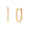 Thumbnail Image 1 of 1/10 CT. T.W. Diamond Solitaire Oval Hoop Earrings in 10K Gold