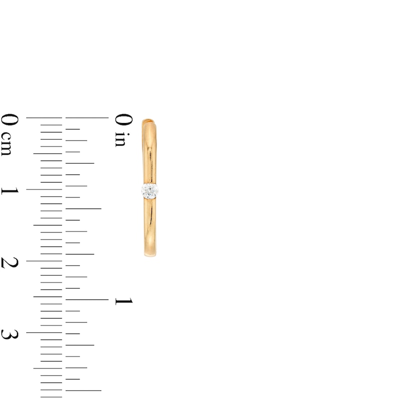 Main Image 3 of 1/10 CT. T.W. Diamond Solitaire Oval Hoop Earrings in 10K Gold