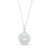 Thumbnail Image 1 of 1/2 CT. T.W. Baguette and Round Diamond Double Frame Circle Pendant in 10K White Gold