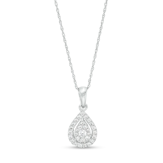 1/4 CT. T.w. Pear-Shaped Multi-Diamond Frame Pendant in 10K White Gold