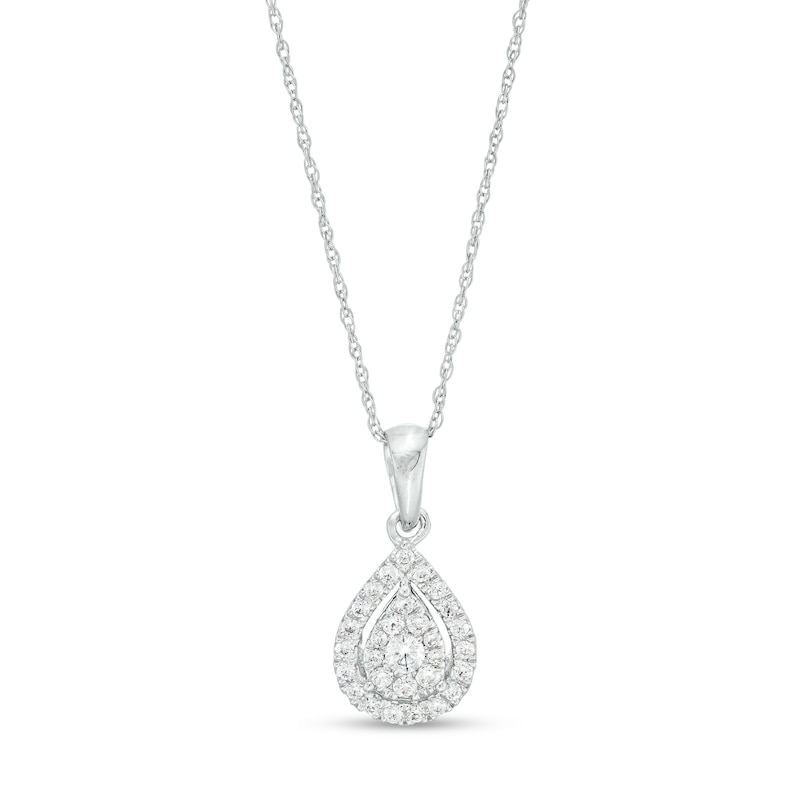 1/4 CT. T.W. Pear-Shaped Multi-Diamond Frame Pendant in 10K White Gold