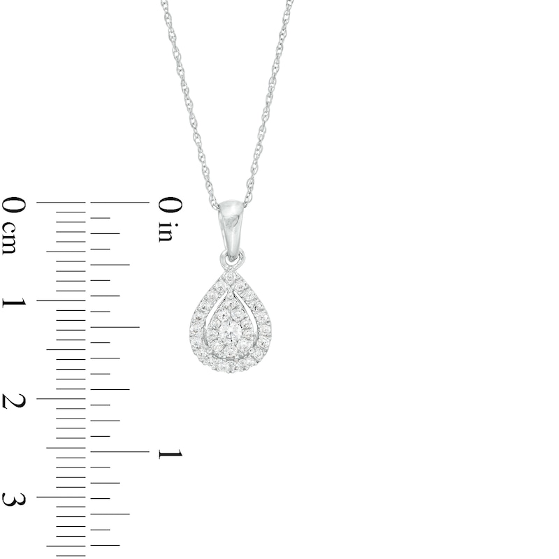 Main Image 3 of 1/4 CT. T.W. Pear-Shaped Multi-Diamond Frame Pendant in 10K White Gold