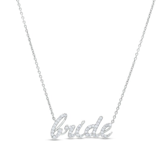 1/4 CT. T.w. Diamond Cursive "bride" Necklace in Sterling Silverâ 19"