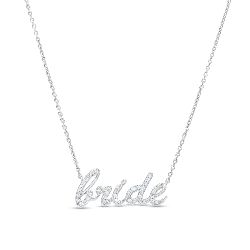 Main Image 1 of 1/4 CT. T.W. Diamond Cursive "bride" Necklace in Sterling Silver– 19"