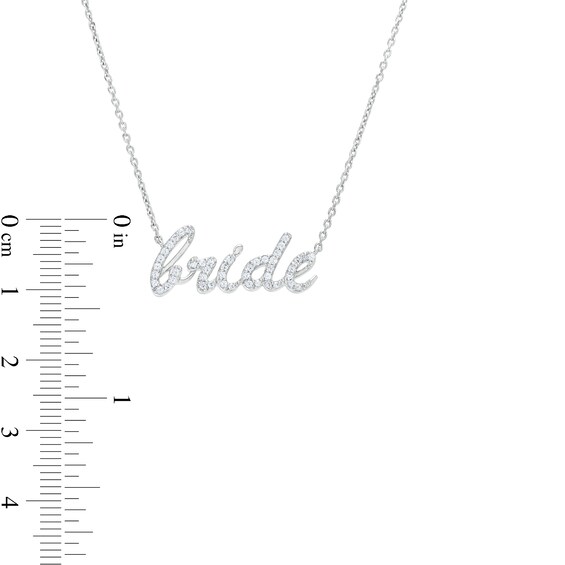 1/4 CT. T.w. Diamond Cursive "bride" Necklace in Sterling Silverâ 19"
