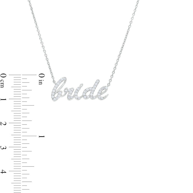 Main Image 3 of 1/4 CT. T.W. Diamond Cursive "bride" Necklace in Sterling Silver– 19"
