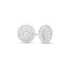 1/2 CT. T.W. Baguette and Round Diamond Double Frame Stud Earrings in 10K White Gold