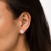 Thumbnail Image 2 of 1/2 CT. T.W. Baguette and Round Diamond Double Frame Stud Earrings in 10K White Gold
