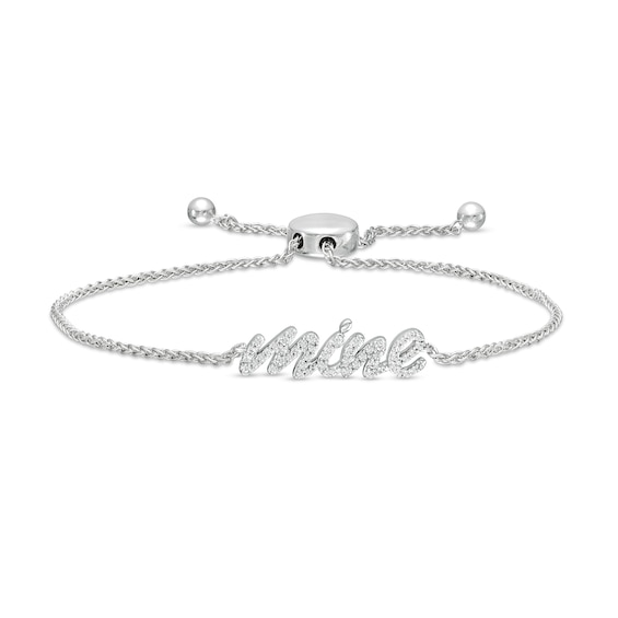 1/4 CT. T.w. Diamond Cursive "mine" Bolo Bracelet in Sterling Silver â 9.5"