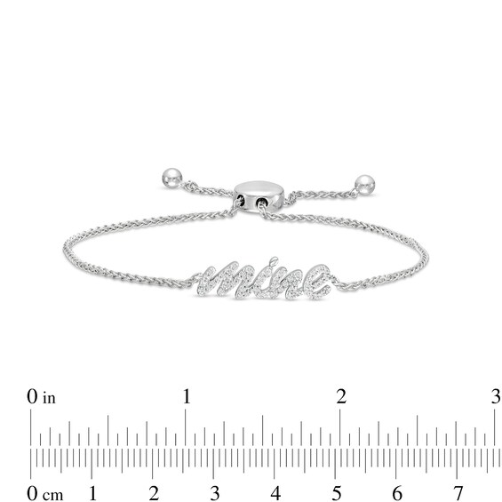 1/4 CT. T.w. Diamond Cursive "mine" Bolo Bracelet in Sterling Silver â 9.5"