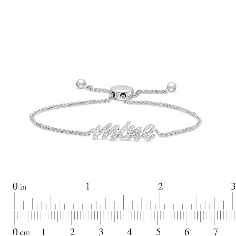 Main Image 3 of 1/4 CT. T.W. Diamond Cursive "mine" Bolo Bracelet in Sterling Silver – 9.5"