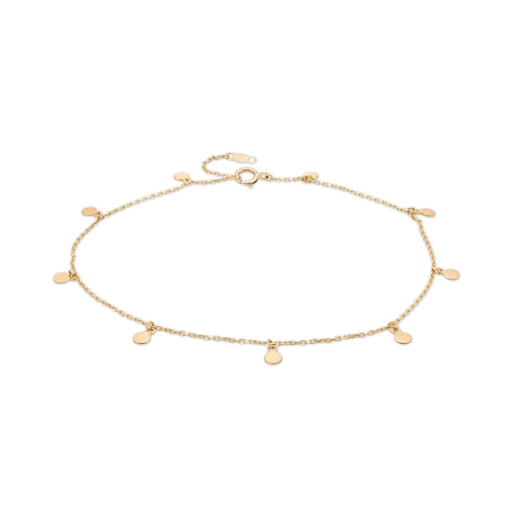 Mini Disc Station Adjustable Anklet in 10K Gold - 10"