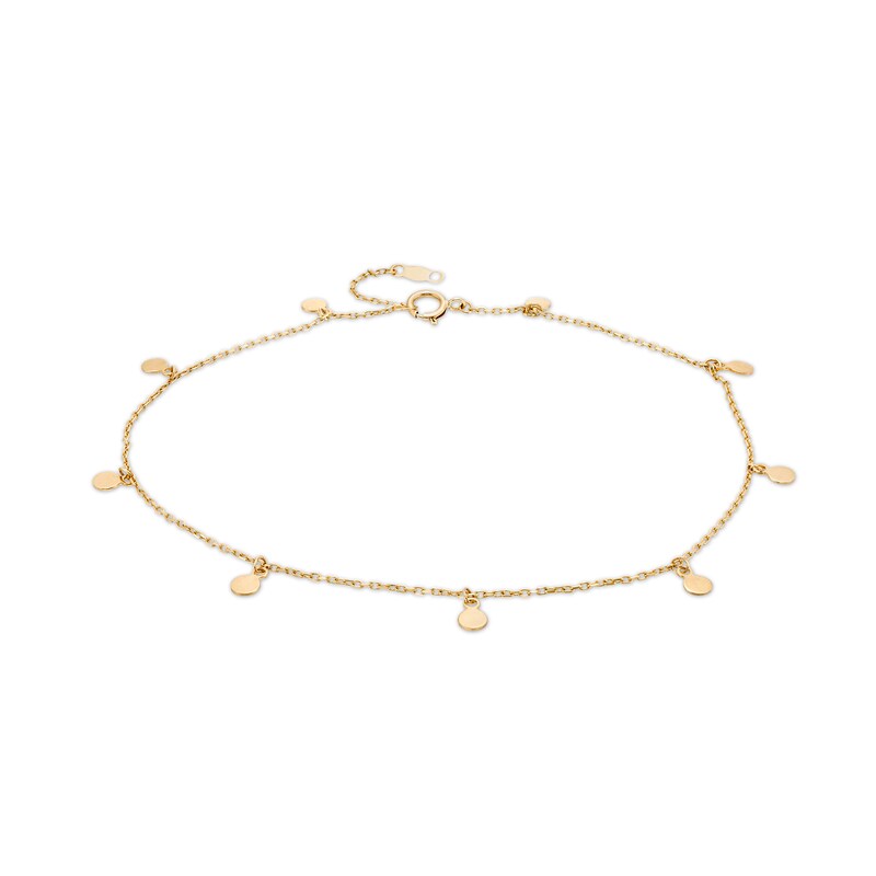 Main Image 1 of Mini Disc Station Adjustable Anklet in 10K Gold - 10"